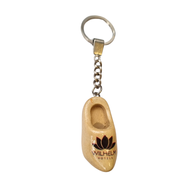 Wooden shoe keychain pair 4cm with print - plain
