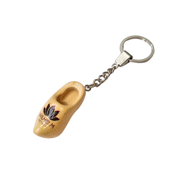 Wooden shoe keychain pair 4cm with print - plain