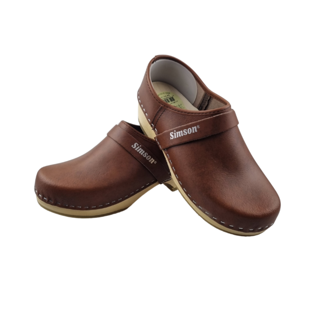 Work clogs - closed heel - Wooden clogs - Simson Brown