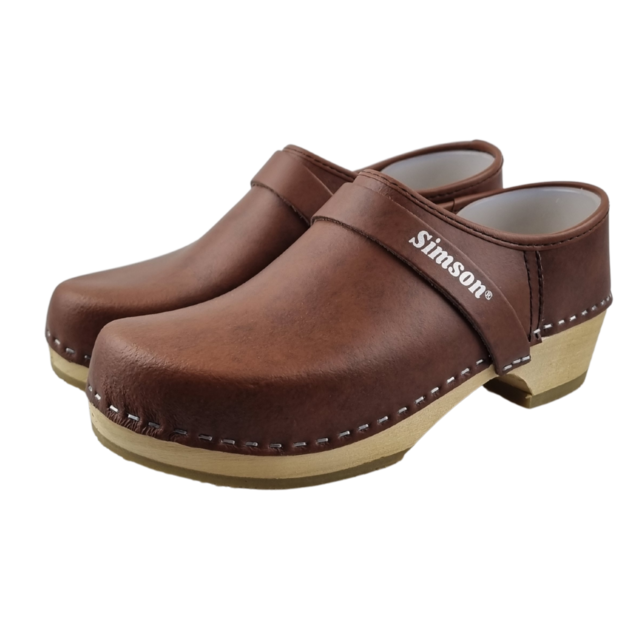 Work clogs - closed heel - Wooden clogs - Simson Brown