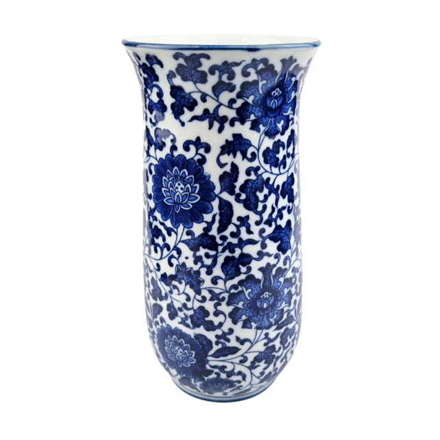 Wooden tulips in Delftblue vase - 10 purple tulips