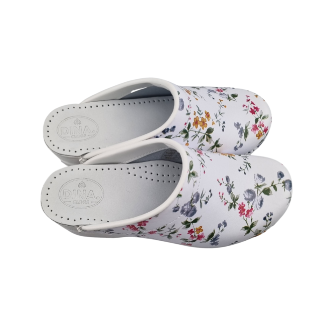 Medical clogs - PU sole and open heel - flowers Medical clogs - PU sole and open heel - flowers