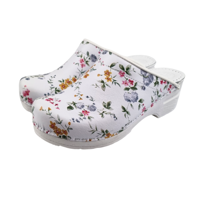 Medical clogs - PU sole and open heel - flowers Medical clogs - PU sole and open heel - flowers