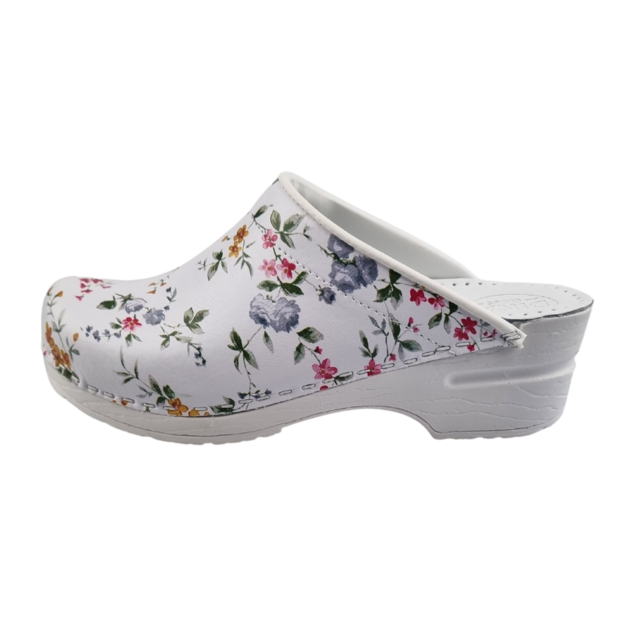 Medical clogs - PU sole and open heel - flowers Medical clogs - PU sole and open heel - flowers