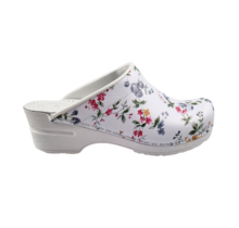 Medical clogs - PU sole and open heel - flowers