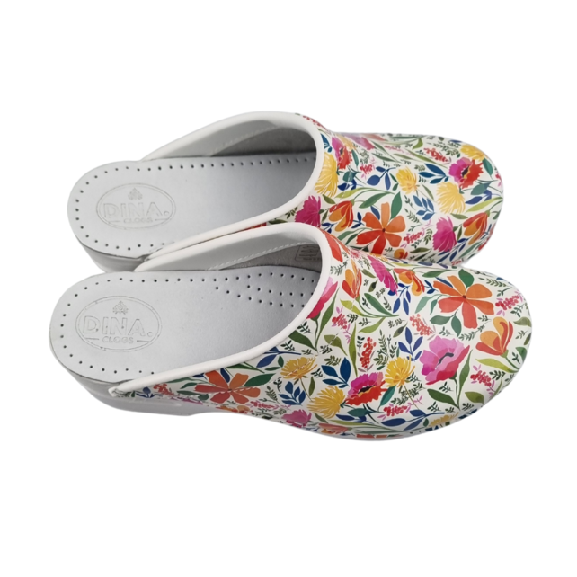 Medical clogs - PU sole and open heel - flowerparty