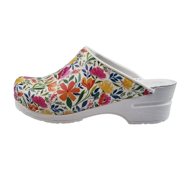 Medical clogs - PU sole and open heel - flowerparty