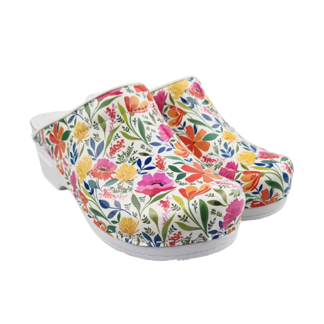 Medical clogs - PU sole and open heel - flowerparty