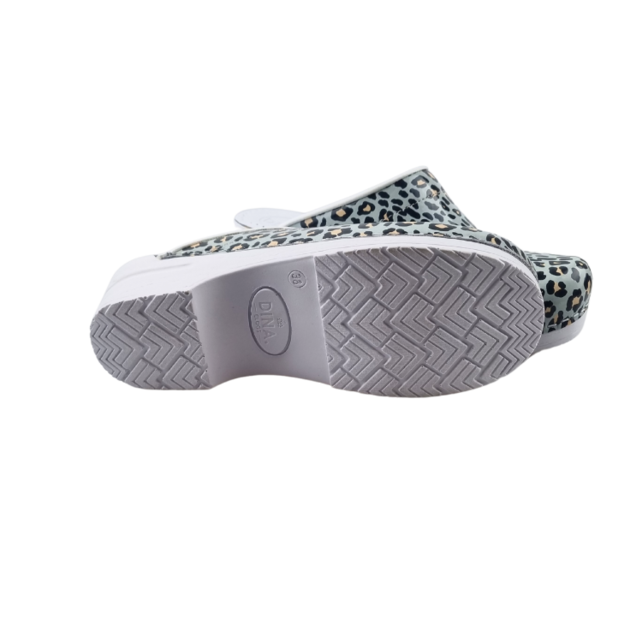 Medical clogs - PU sole and open heel - Blue panter