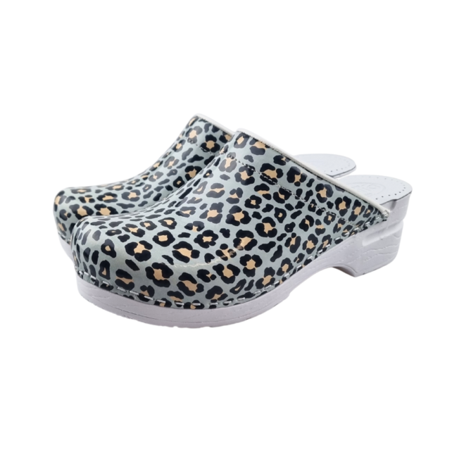 Medical clogs - PU sole and open heel - Blue panter