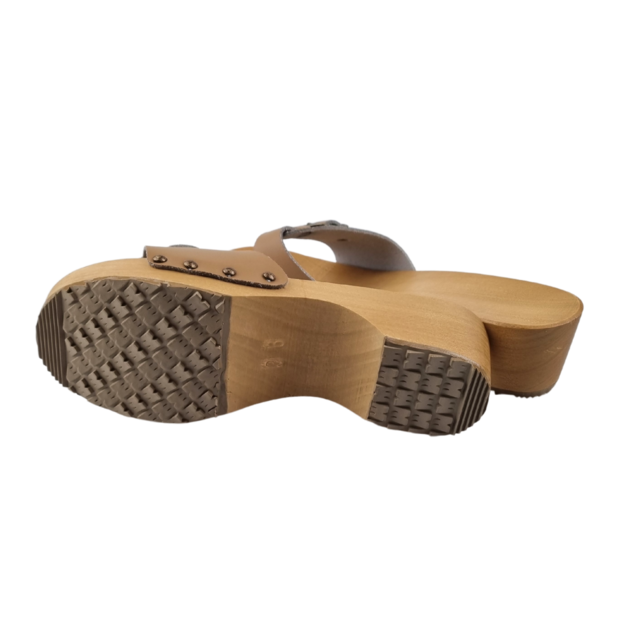 Houten sandalen Mokka kleur - smalle gesp Houten sandalen Mokka kleur - smalle gesp