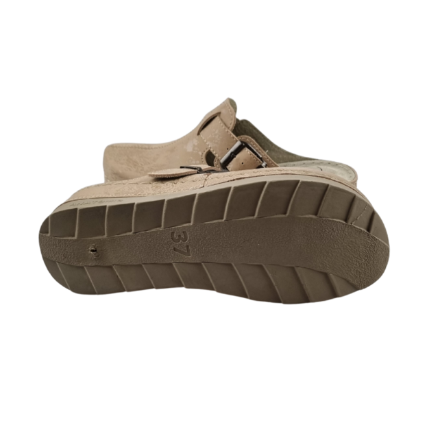 Dina comfort clogs - Beige (adjustable buckle)