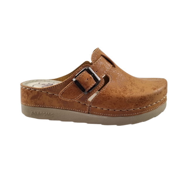 Dina Comfort clogs - Brown (adjustable buckle)