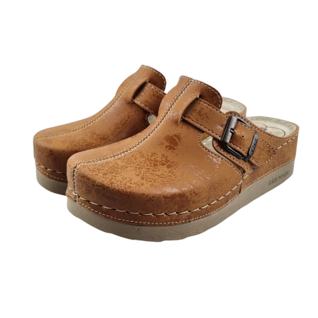 Dina Comfort clogs - Brown (adjustable buckle)