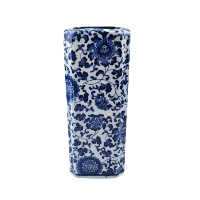 Delft blue vase 20cm high - square shaped