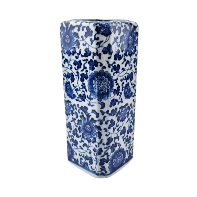 Delftsblauwe vaas 20cm hoog - vierhoekig