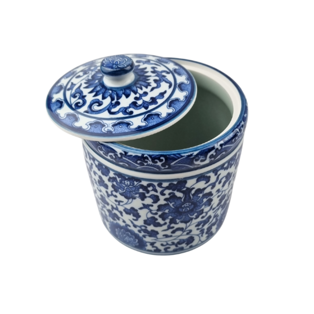 Waffles jar Delftblue with lit (15x15x15cm)