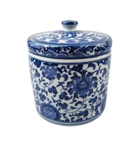 Waffles jar Delftblue with lit (15x15x15cm)