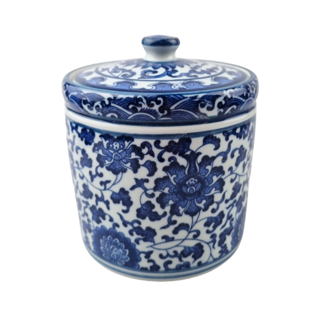 Waffles jar Delftblue with lit (15x15x15cm)