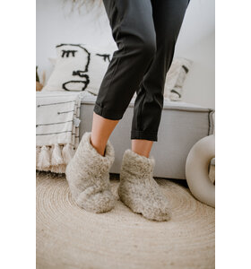 Wool slippers | high model | Gray Natural