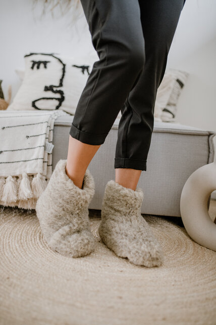 Wool slippers | high model | Gray Natural