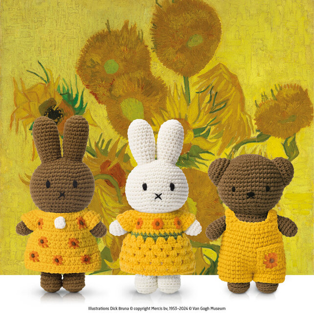 Miffy sunflowers van Gogh 20cm - crocheted