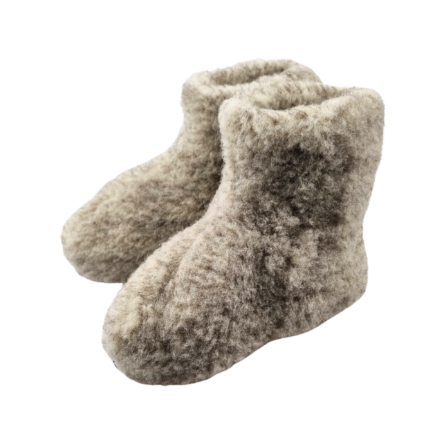 Wollen sloffen | hoog model | Grijs naturel