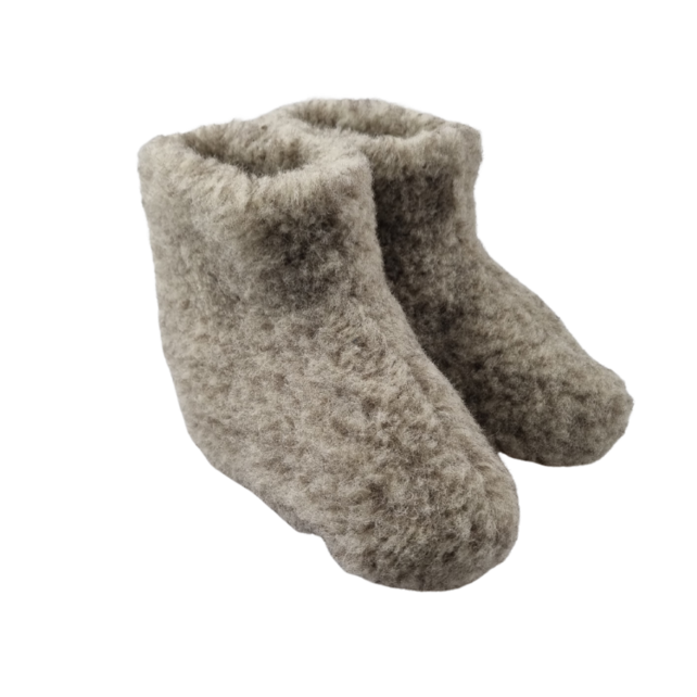 Wool slippers | high model | Gray Natural