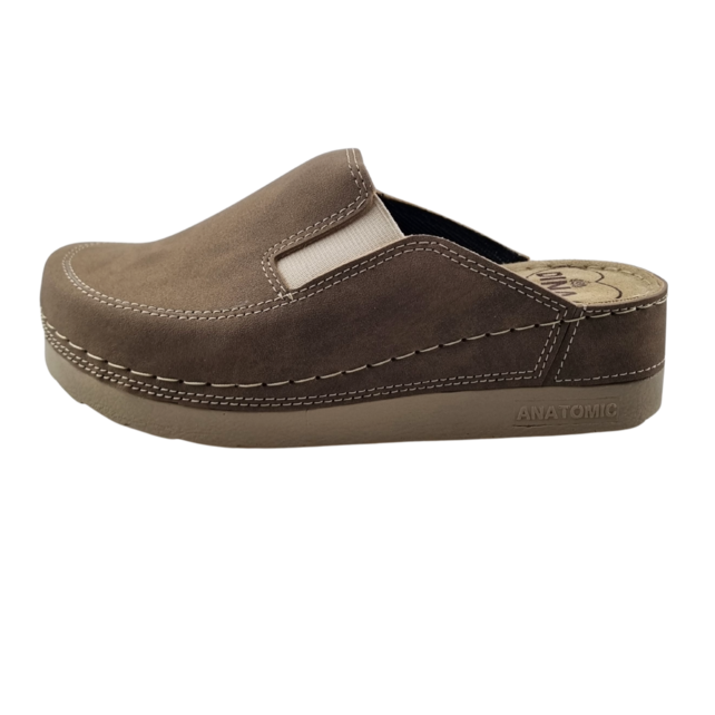 PU klompen met zacht voetbed - Nubuck cappuchino