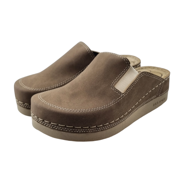 PU clogs with soft footbed - Nubuck cappuccino