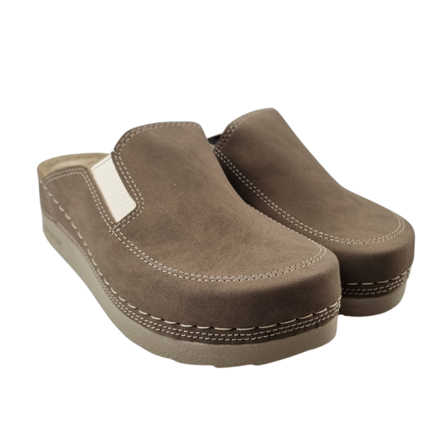PU klompen met zacht voetbed - Nubuck cappuchino