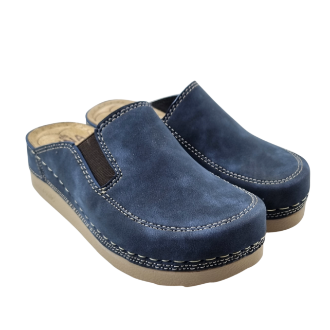 PU klompen met zacht voetbed - Nubuck blue