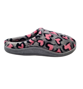 Women's slip-on shoes grey panther hearts – wonderfully soft with a firm sole