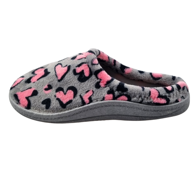 Women's slip-on shoes grey panther hearts – wonderfully soft with a firm sole