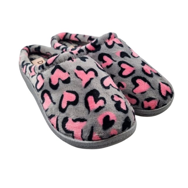 Instappers dames grey panter hearts - heerlijk zacht met harde zool