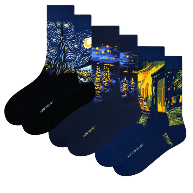 van gogh starry night socks -  set of three pair