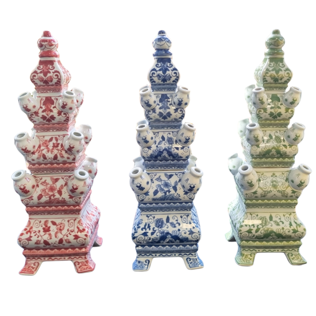 Piramide vaas voor tulpen 2-delig 46cm hoog (3 kleuren te bestellen)