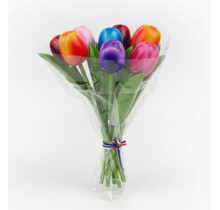 Boeketje houten tulpen in mix - 8 tulpen van 20cm lengte
