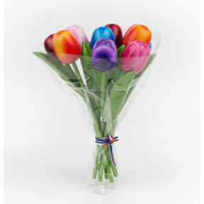Boeketje houten tulpen in mix - 8 tulpen van 20cm lengte