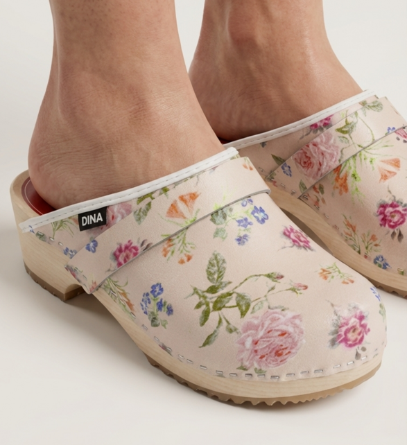 Zweedse klompen - Jardin beige