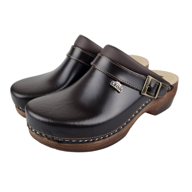 LEON men's clog in sizes 41 to 47 - brown