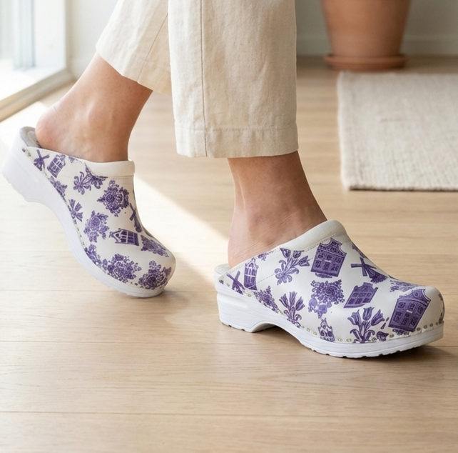 Medische klompen - Delftsblauw patroontje - Dina