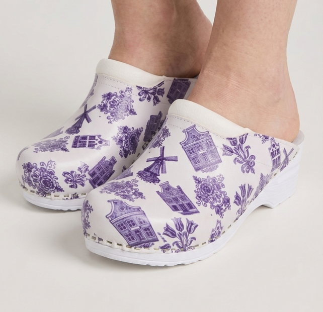 Medische klompen - Delftsblauw patroontje - Dina