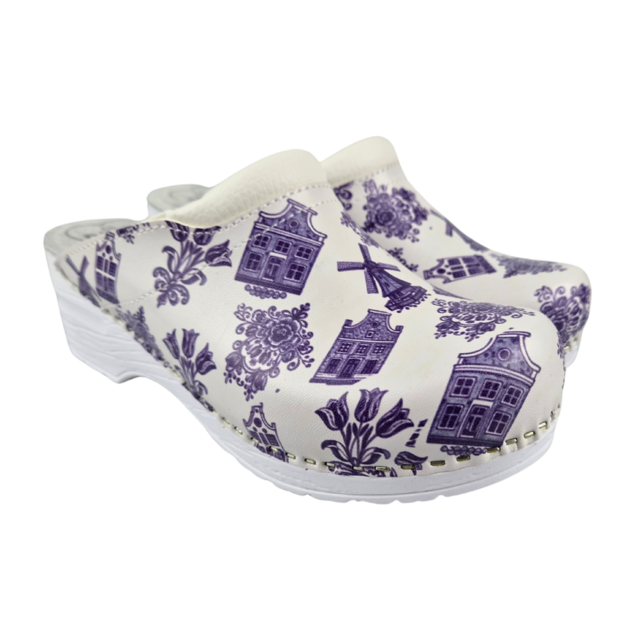 Medical clogs - Delft blue pattern - Dina