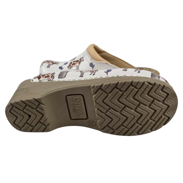 Medical clogs - brown cow tulip can - Dina