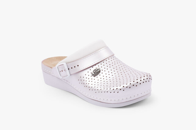 Medical clogs with removable sole and anti-slip stud in sole - Pearl pink