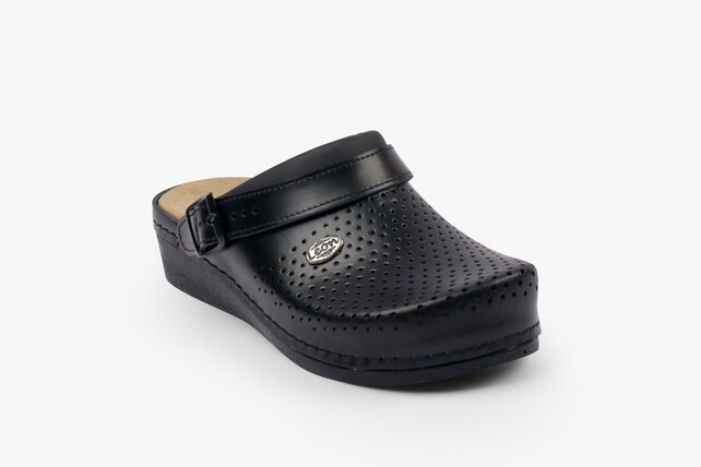 Medische klompen met uitneembare zool  en antislip nop in zool - zwart