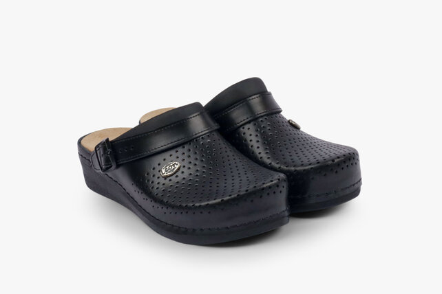 Medische klompen met uitneembare zool  en antislip nop in zool - zwart