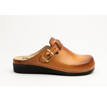 Slip-on clog in sizes 36 to 41 - removable sole and anti-slip stud - color golden brown