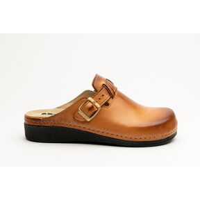 Slip-on clog in sizes 36 to 41 - removable sole and anti-slip stud - color golden brown